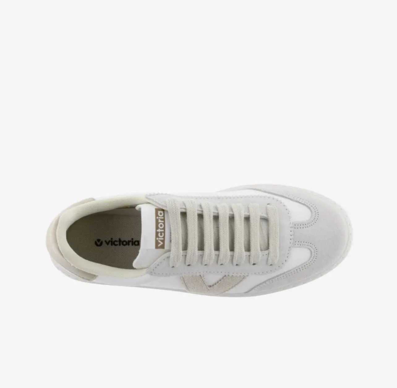 Victoria - 1092173 White & Beige Platform Trainer
