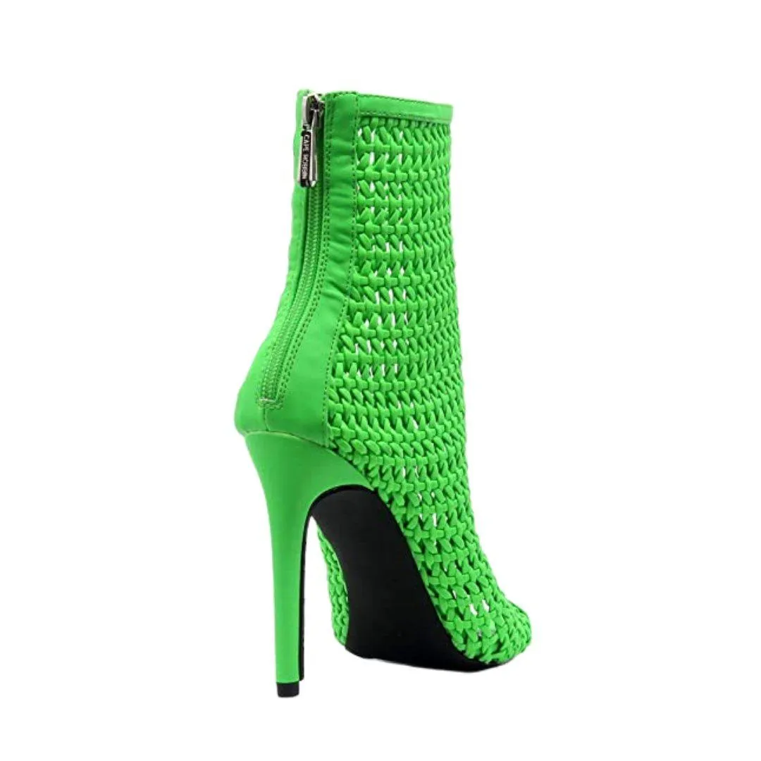 Weave Pointed Peep Toe Booties
