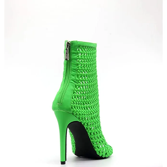 Weave Pointed Peep Toe Booties