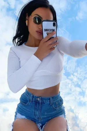 White Ribbed Corset Under Bust Crop Top - Kalena