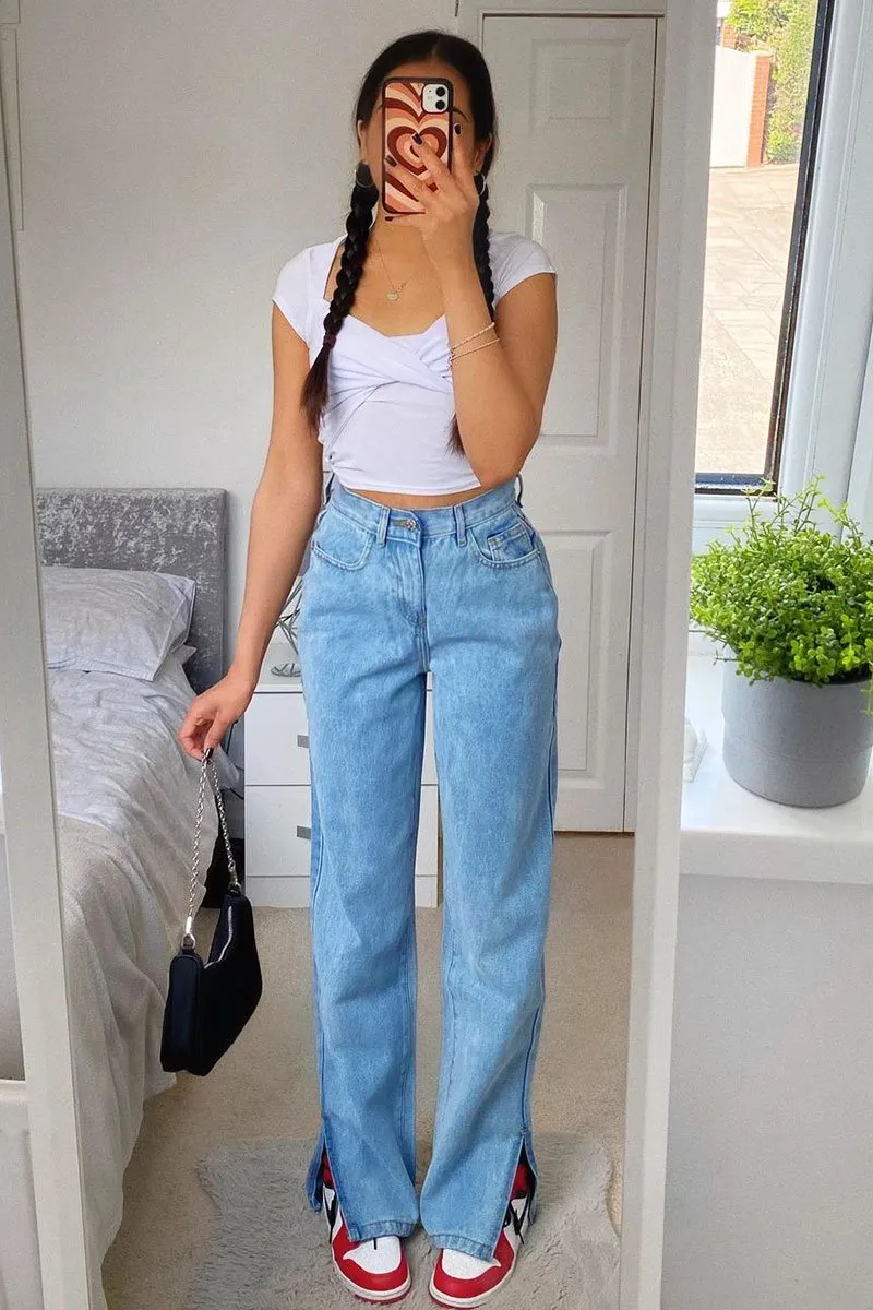 White Slinky Twist Front Crop Top - Diane