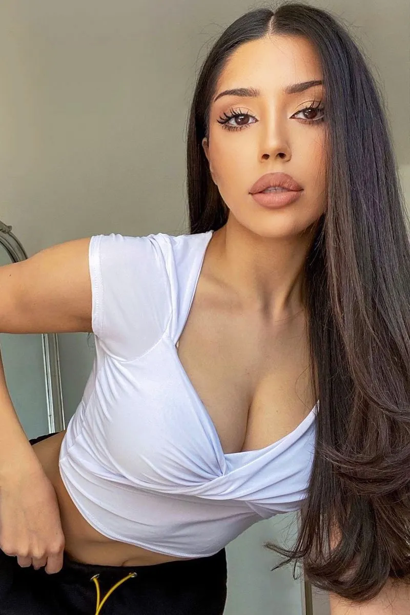 White Slinky Twist Front Crop Top - Diane