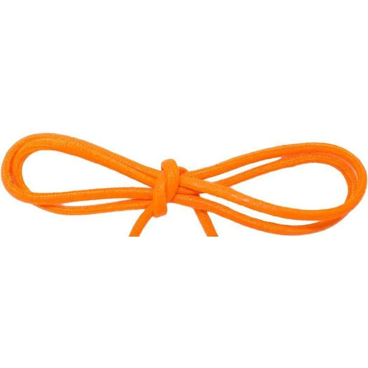 Wholesale Waxed Cotton Thin Round Dress Laces 1/8" - Fire Orange (12 Pair Pack) Shoelaces