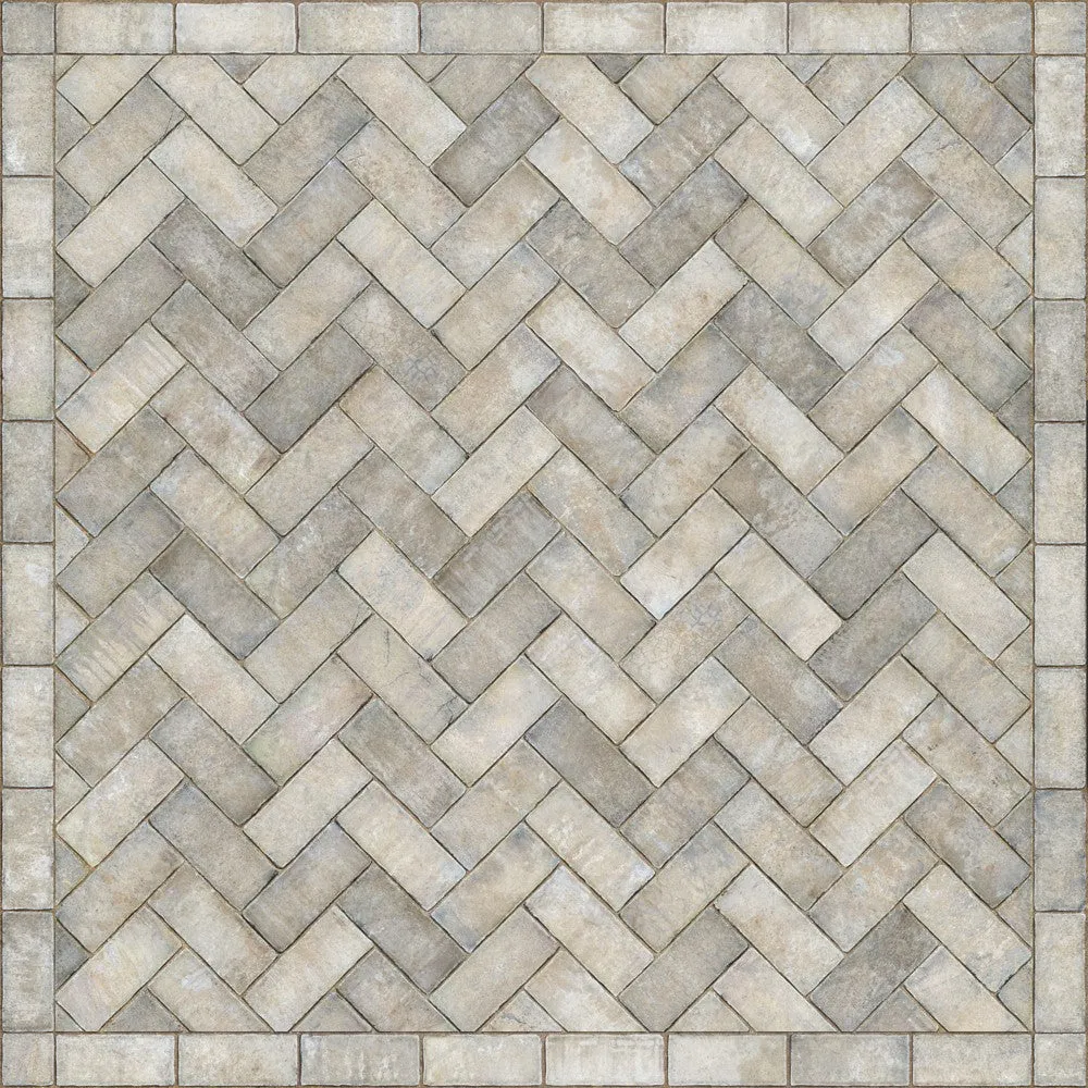 Williamsburg Brick Herringbone "Grand Illumination" Vinyl Floorcloth - Spicher & Co.