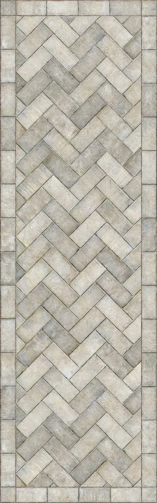 Williamsburg Brick Herringbone "Grand Illumination" Vinyl Floorcloth - Spicher & Co.