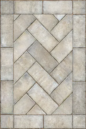 Williamsburg Brick Herringbone "Grand Illumination" Vinyl Floorcloth - Spicher & Co.