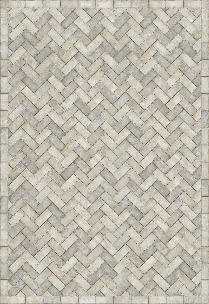 Williamsburg Brick Herringbone "Grand Illumination" Vinyl Floorcloth - Spicher & Co.