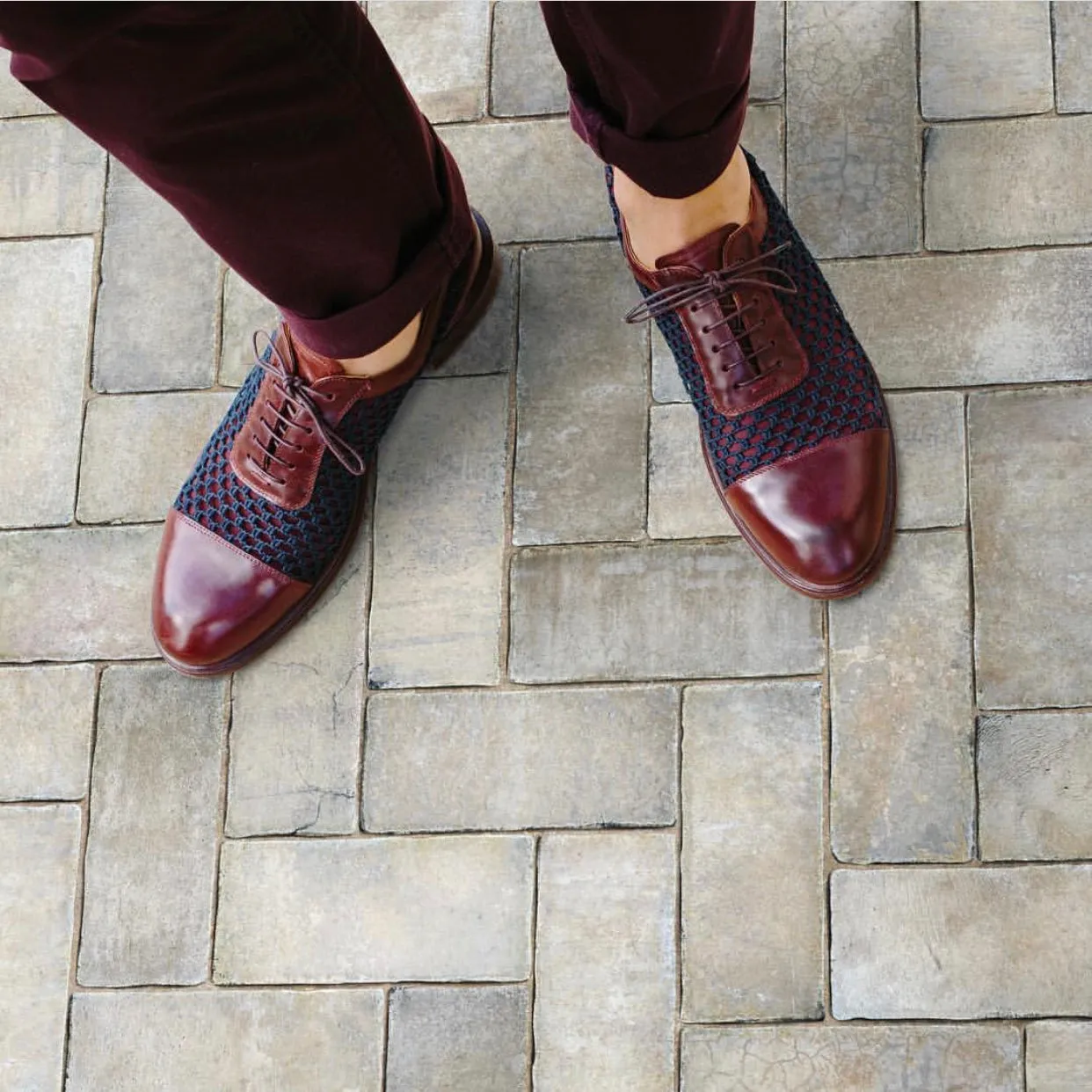 Williamsburg Brick Herringbone "Grand Illumination" Vinyl Floorcloth - Spicher & Co.