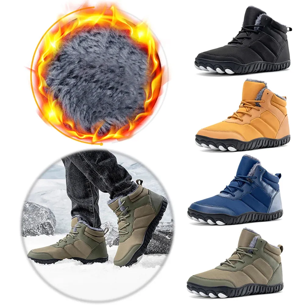 Winter Snow Boots Barefoot Hiking Shoes Anti Slip Warm Lined Booties Lightweight Wide Toe Box Ankle Booties for Outdoor Travel