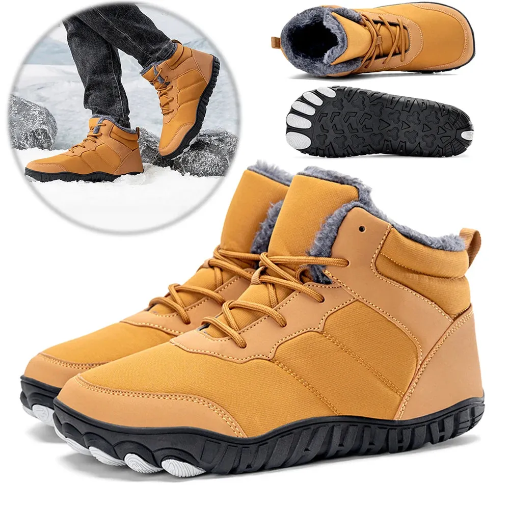 Winter Snow Boots Barefoot Hiking Shoes Anti Slip Warm Lined Booties Lightweight Wide Toe Box Ankle Booties for Outdoor Travel