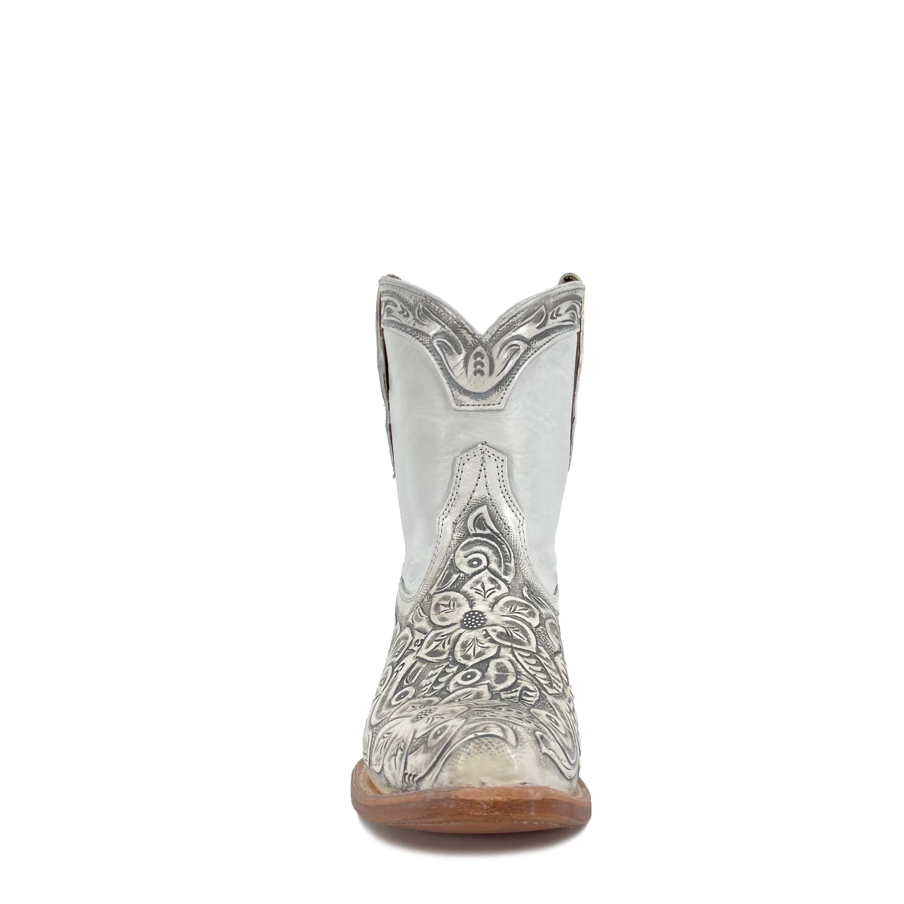Women's Western Handtooled Boots - Floral White