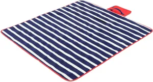 Yello Fleece Outdoor Picnic Rug - Blue Stripe