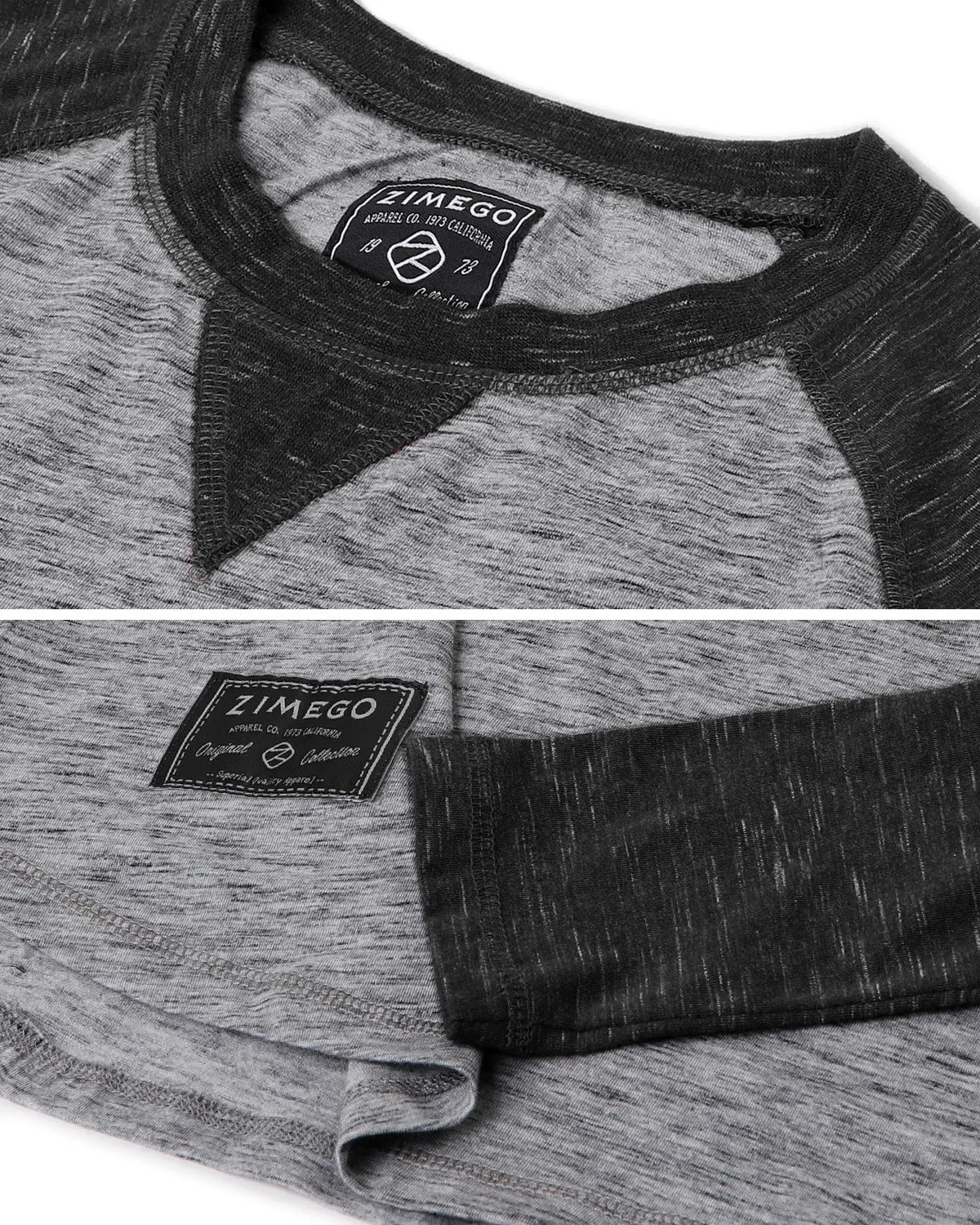 ZIMEGO Men Athletic Fit Baseball Retro Contrast Long Sleeve Raglan T-Shirt